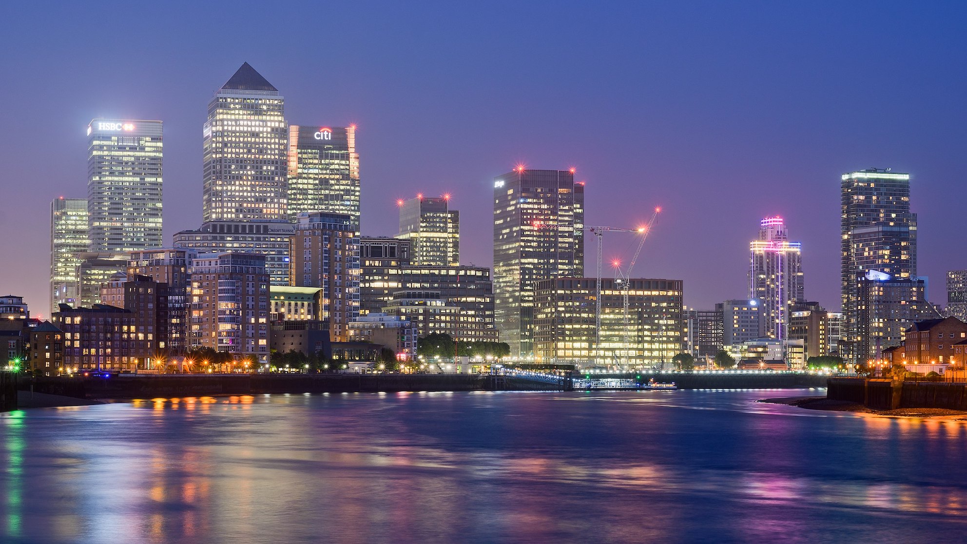 Le quartier de Canary Wharf à l’Est de Londres