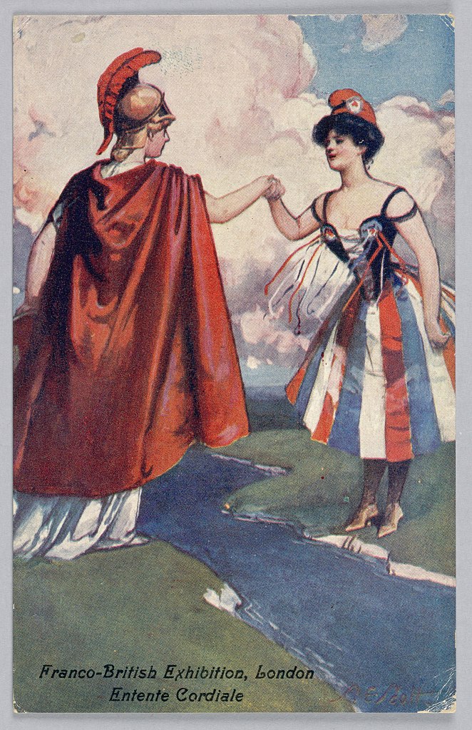 Carte de vœux de l'exposition franco-britannique à Londres, 1908