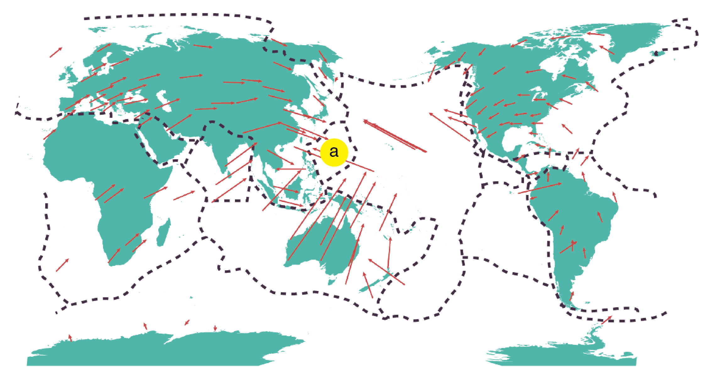 Carte des déplacements des stations géodésiques