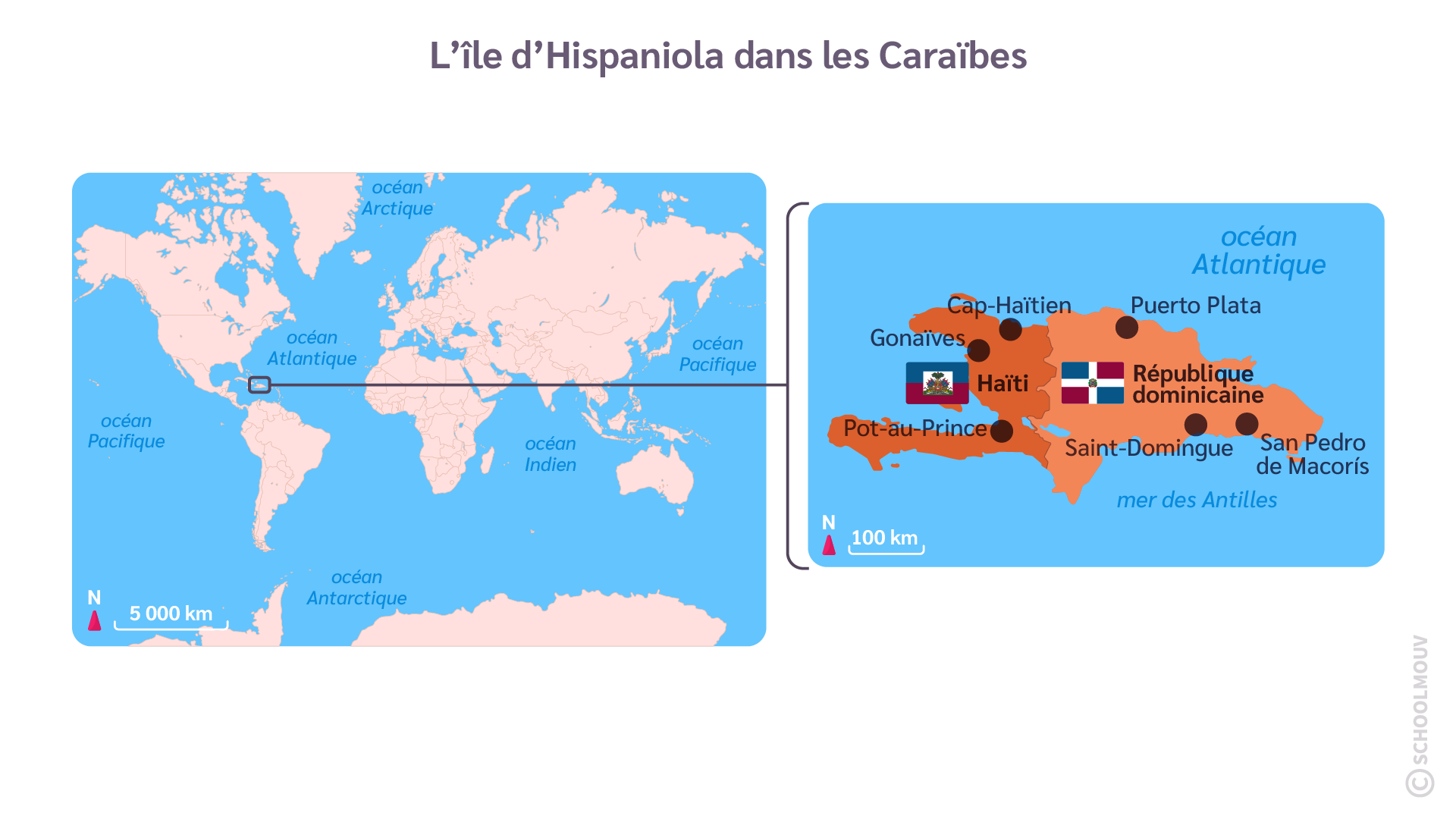 Situation de l'île Hispaniola*