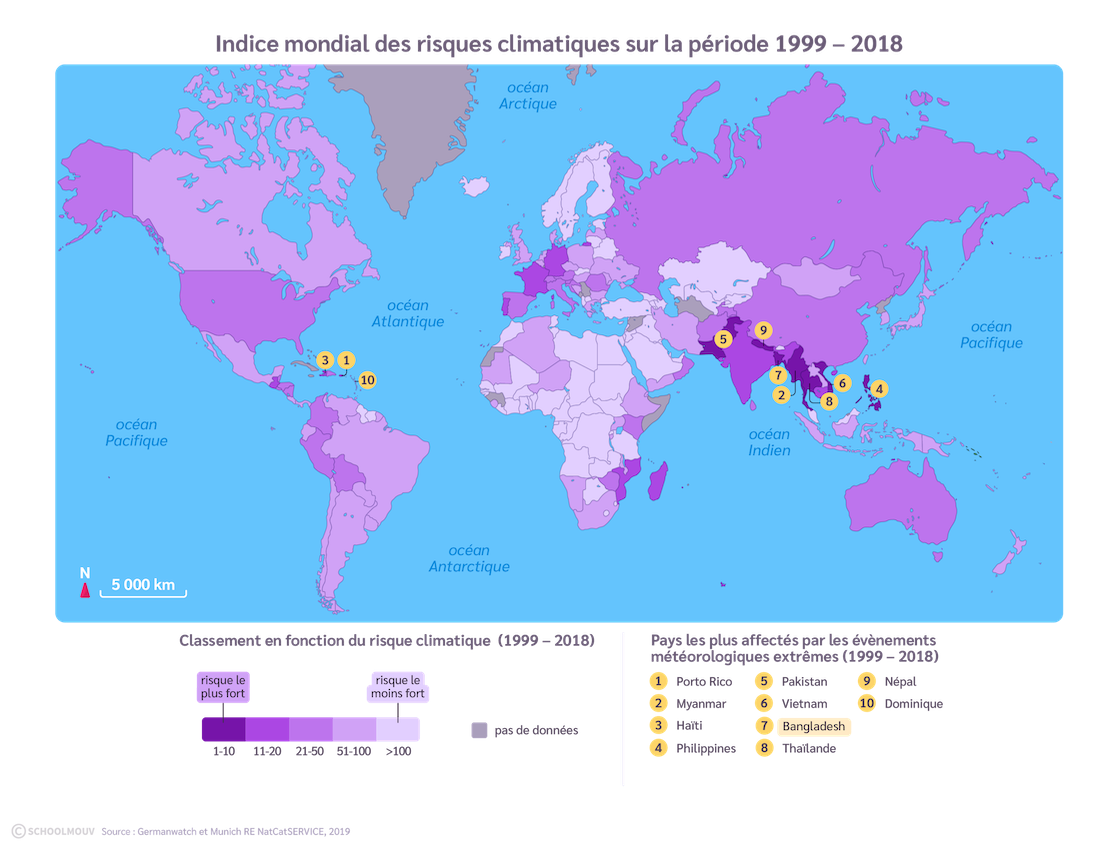 Carte mondiale de l’Indice mondial des risques climatiques