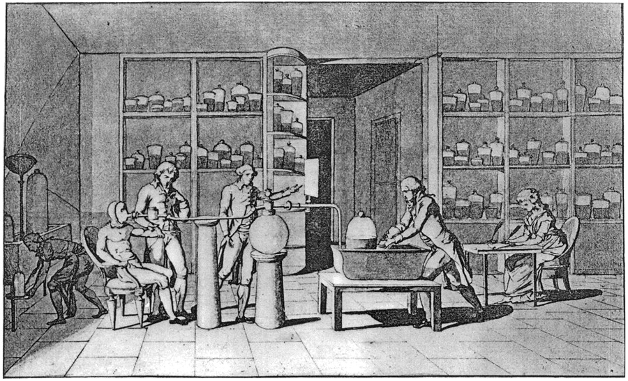 Gravure réalisée par Madame Lavoisier au XVIII<sup>e</sup> siècle