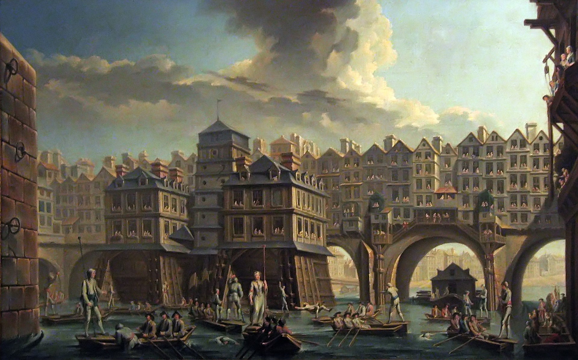 La joute des mariniers, entre le pont Notre-Dame et le pont au Change, Nicolas Jean-Baptiste Raguenet