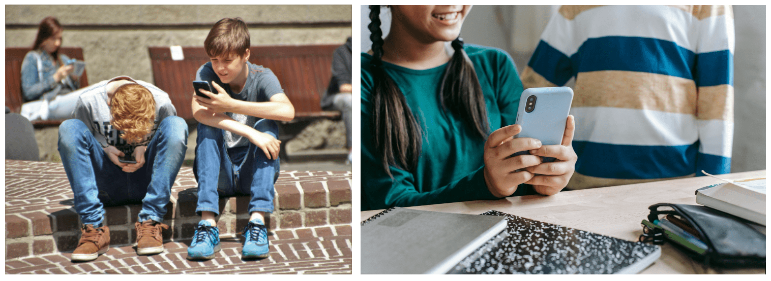 Adolescents-utilisant-leur-telephone-portable