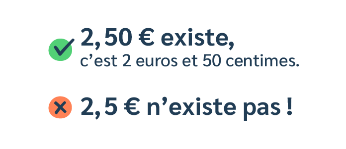 écriture à virgule argent