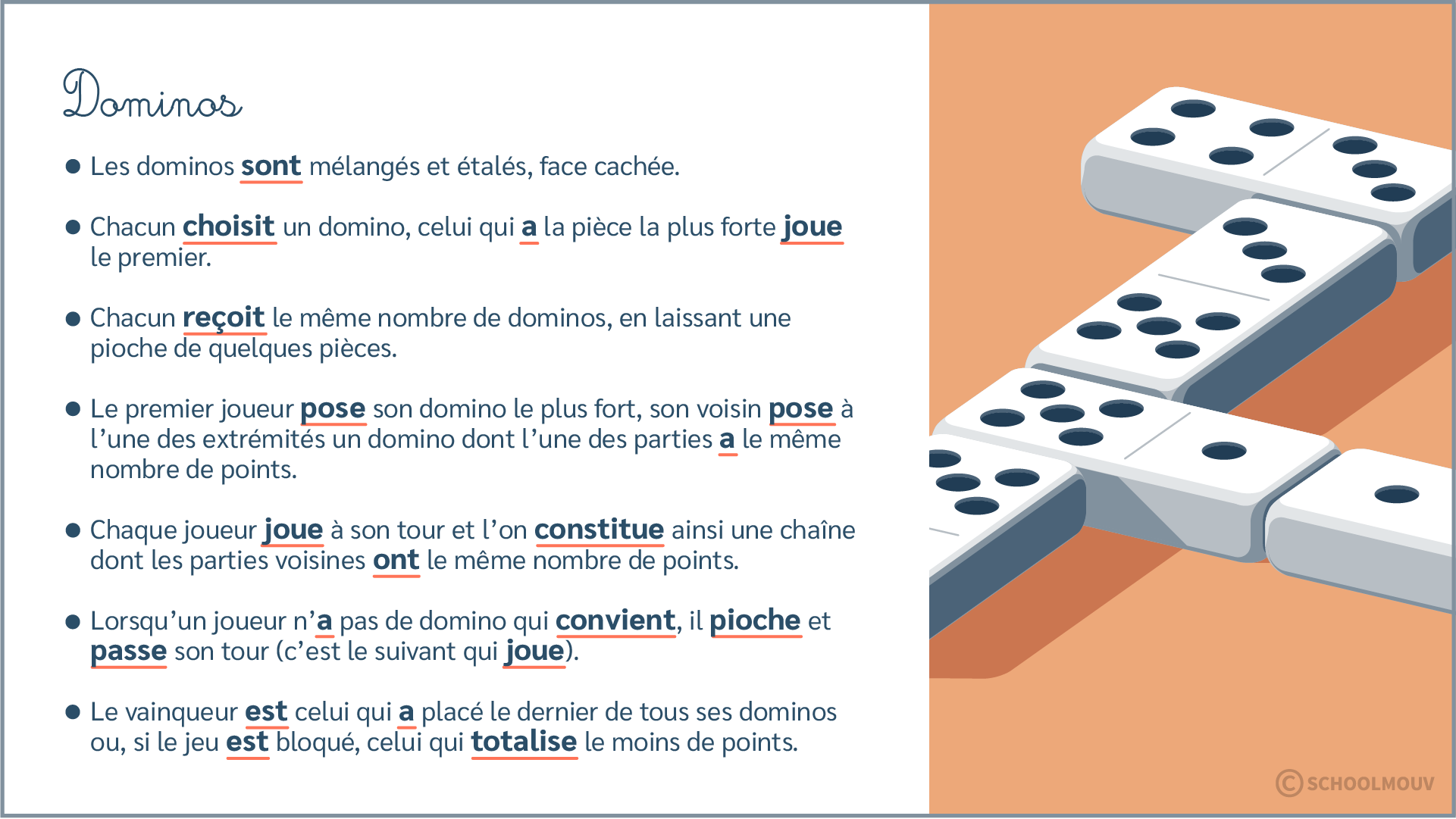 dominos - schoolmouv - lecture et compréhension - français - CE2