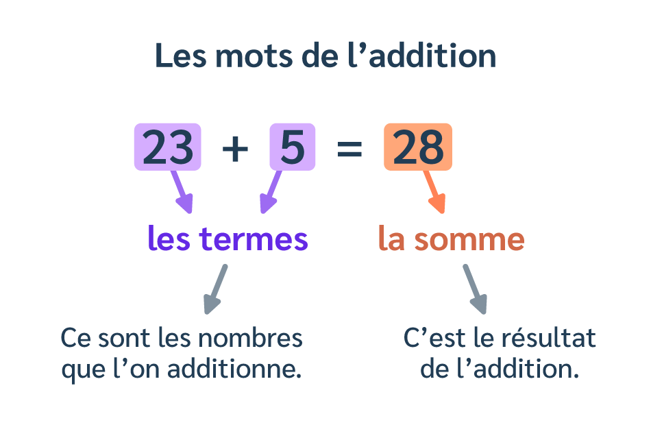 Effectuer une addition, c’est calculer une somme de 2 ou plusieurs termes