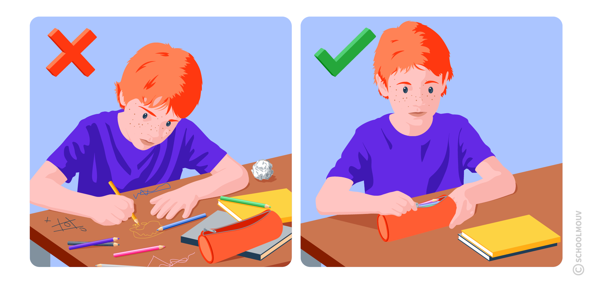 En classe, les élèves ont le devoir de respecter le matériel