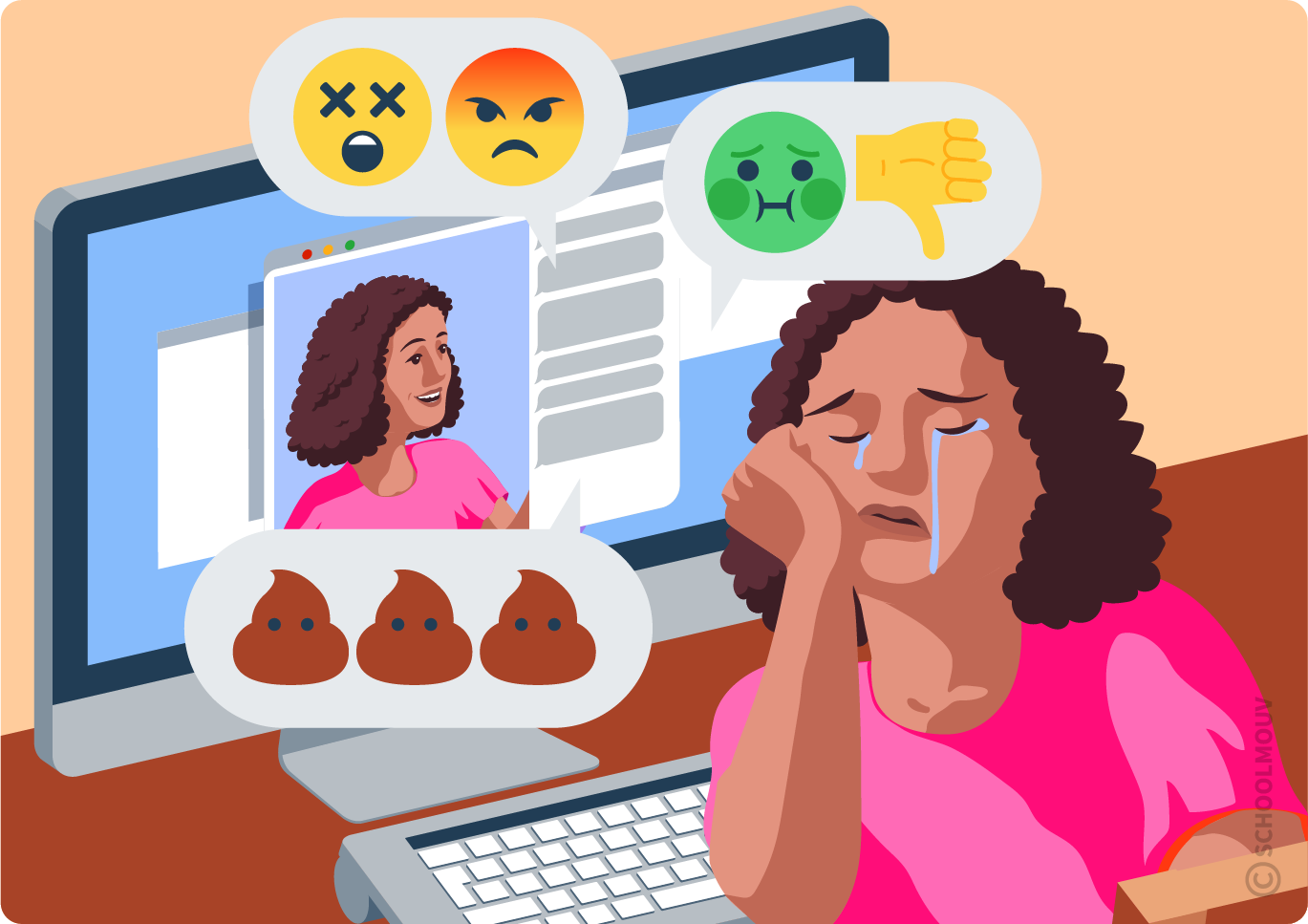 Les messages moqueurs ou haineux répétés sur Internet sont une forme de harcèlement