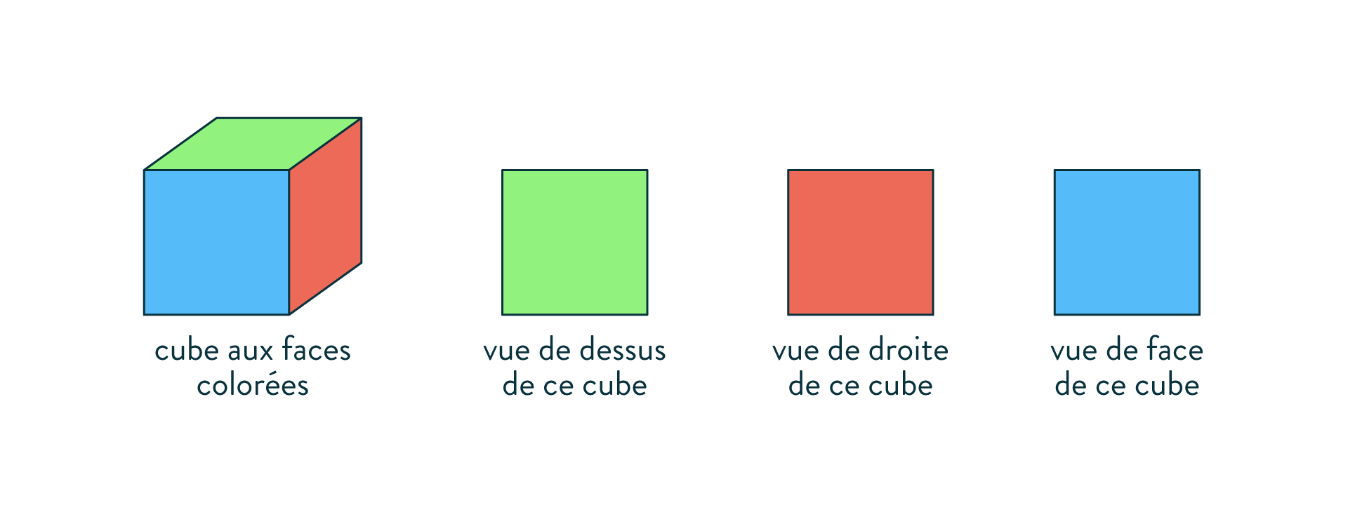 Vue selon la position de l’observateur cube
