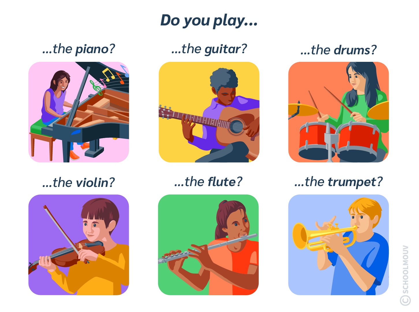 Parler en anglais de ce que l’on joue comme instrument de musique