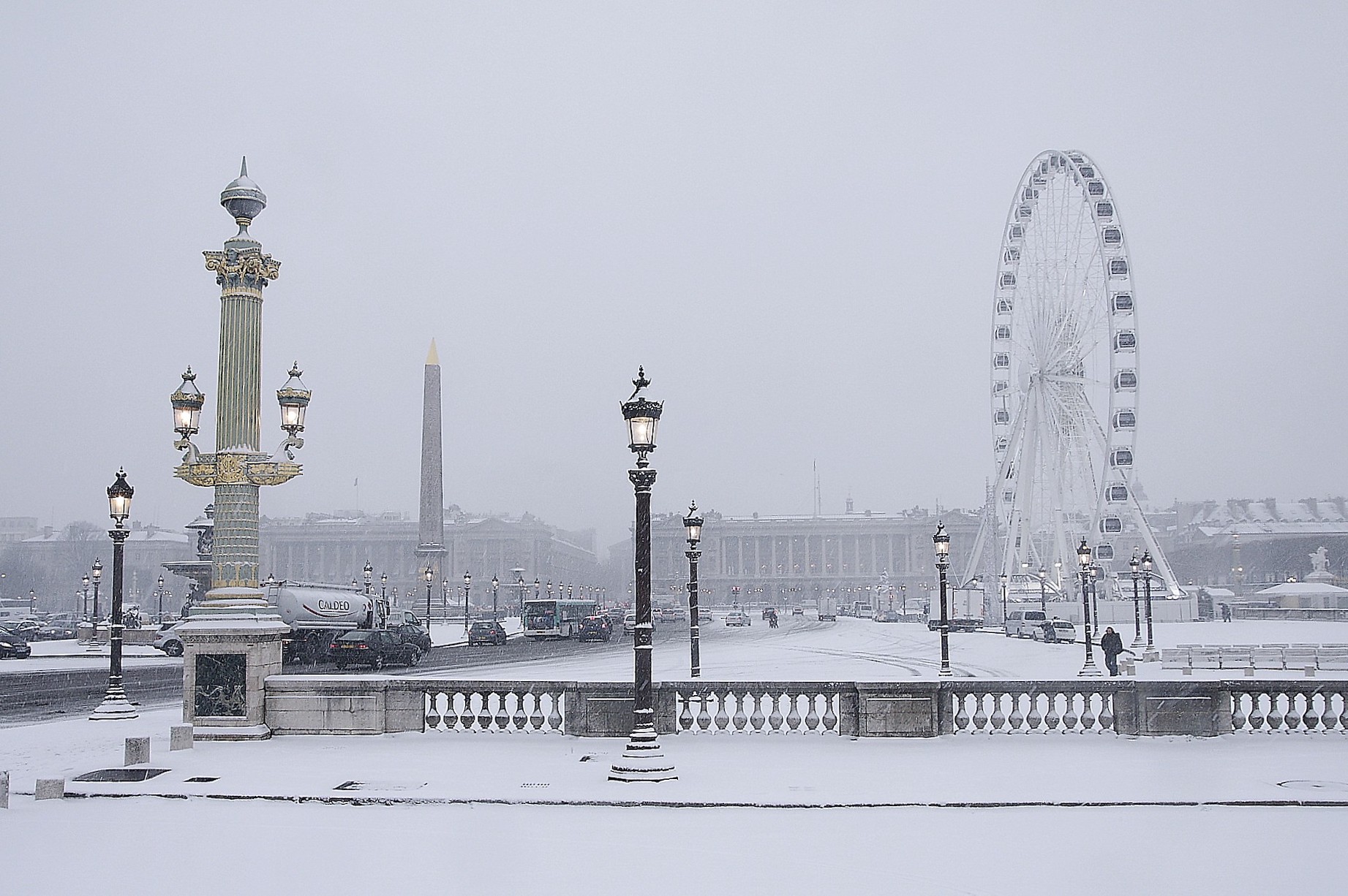 Place de la concorde sous la neige en 2009