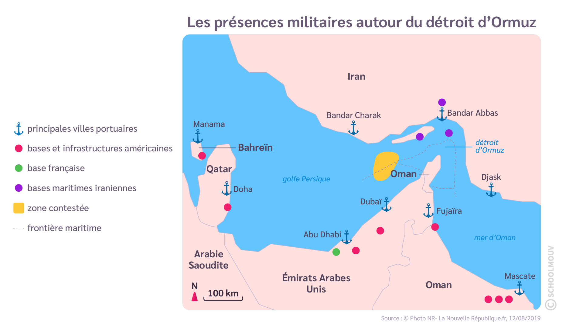 Les présences militaires autour du détroit d’Ormuz