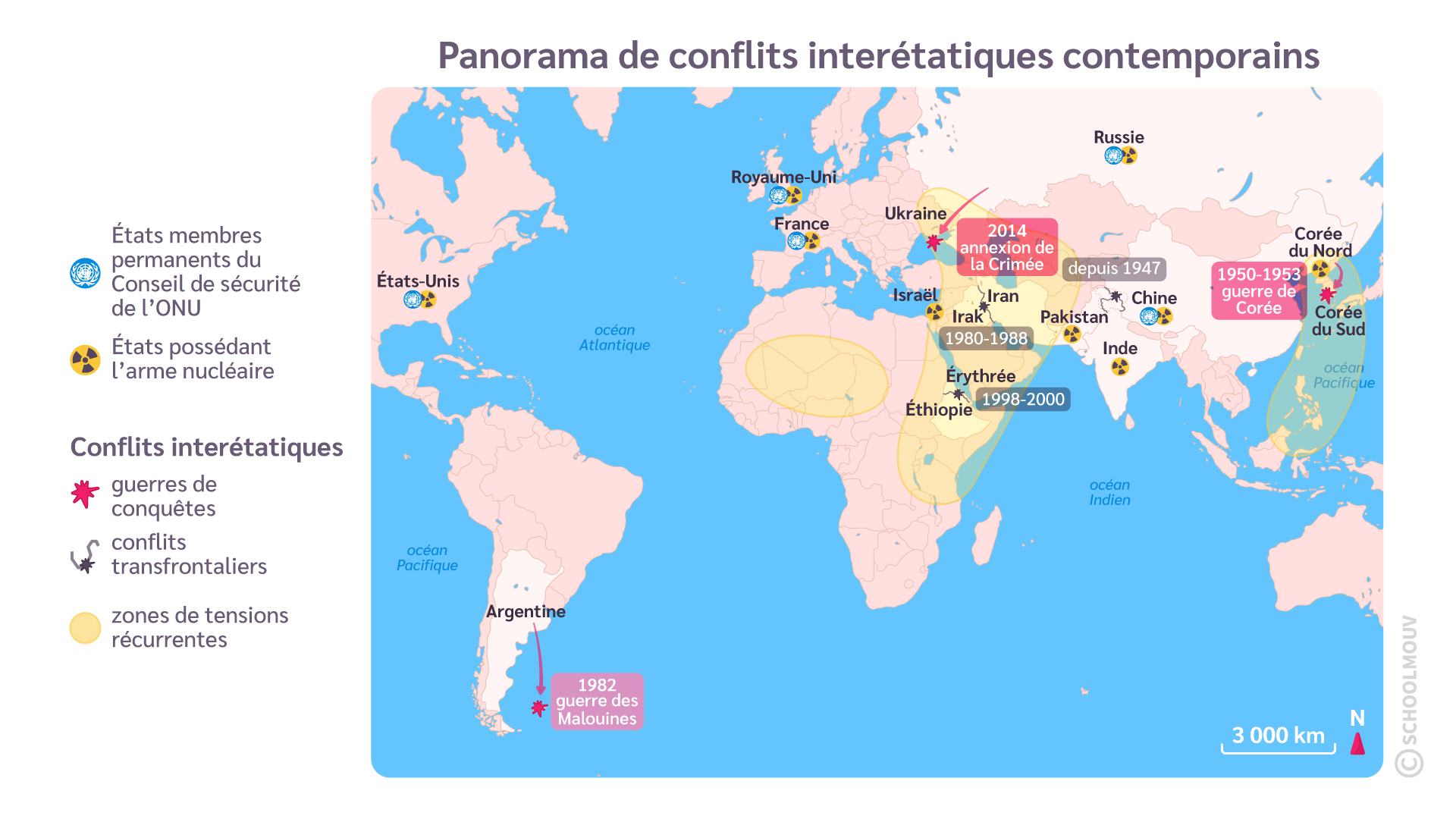 Carte des conflits inter-étatiques contemporains