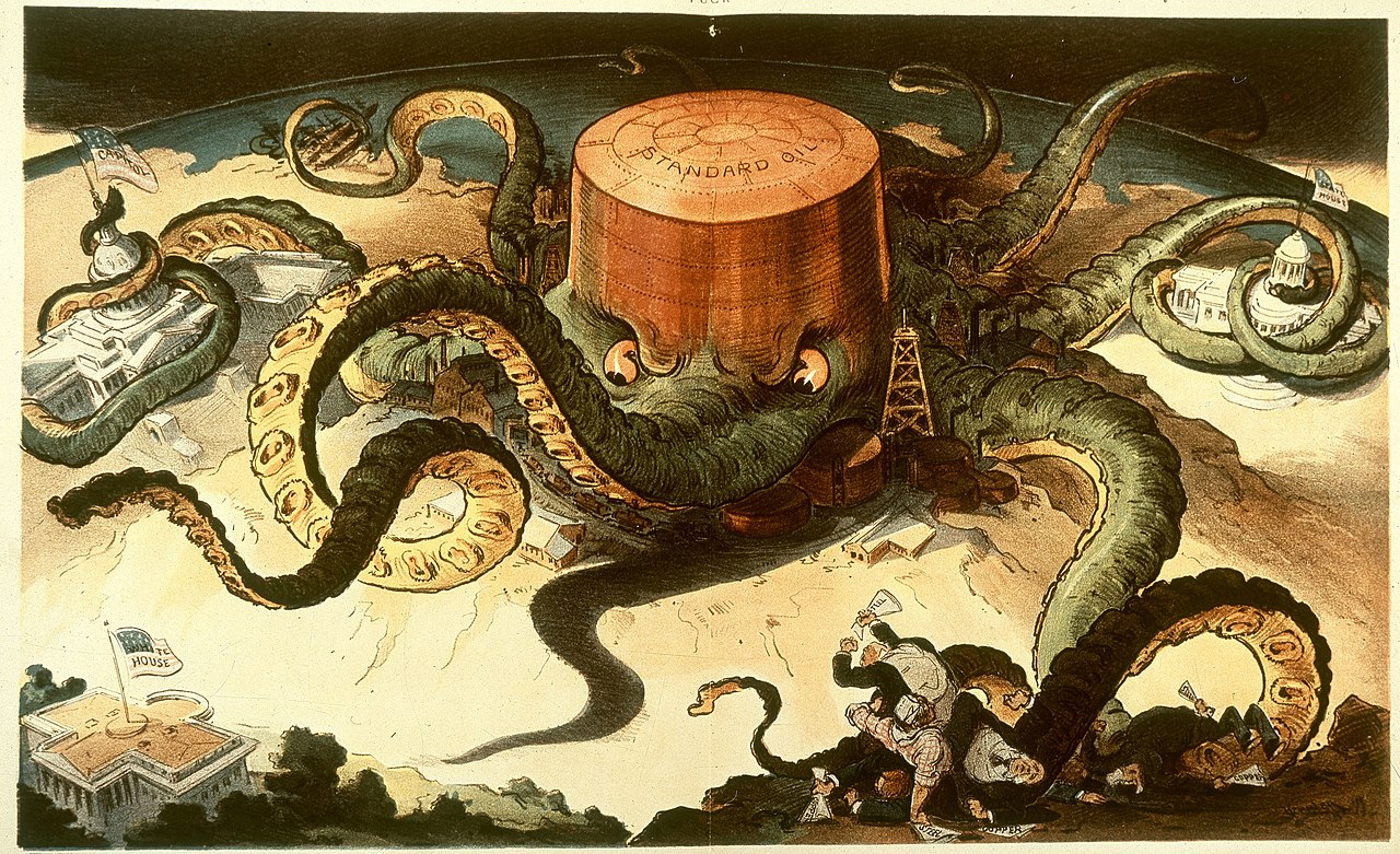 La compagnie Standard Oil représentée sous les traits d’une pieuvre par Udo Keppler en 1904