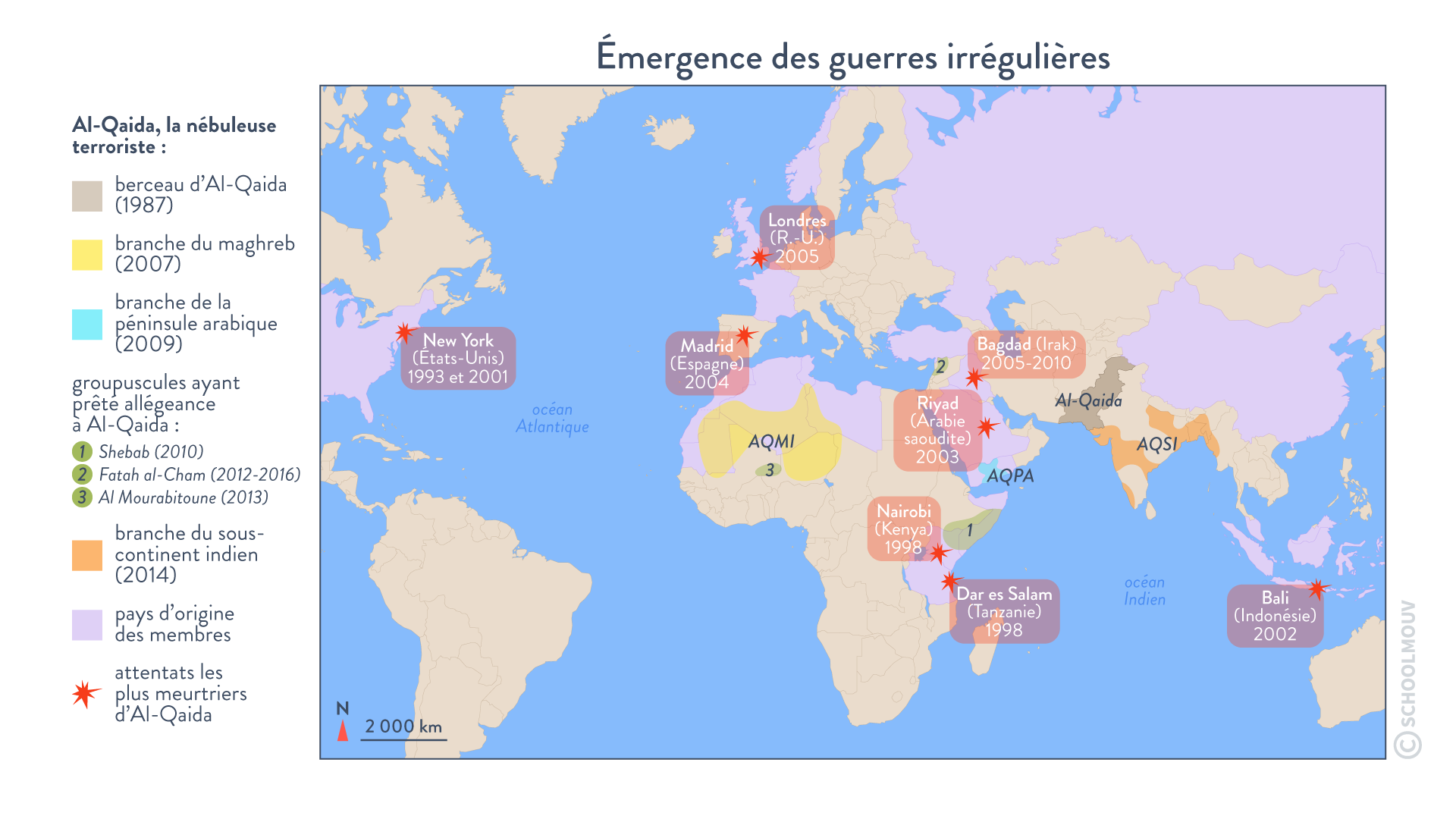 Carte des guerres irrégulières impliquant Al-Qaida