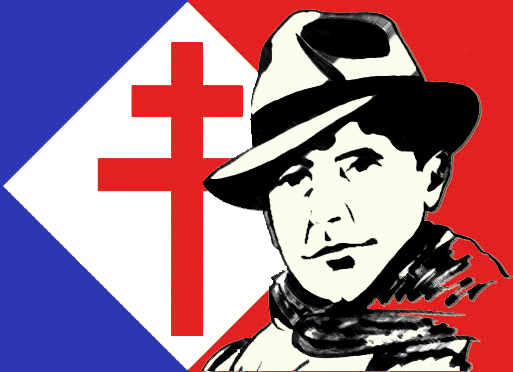 Jean Moulin et drapeau de la Résistance