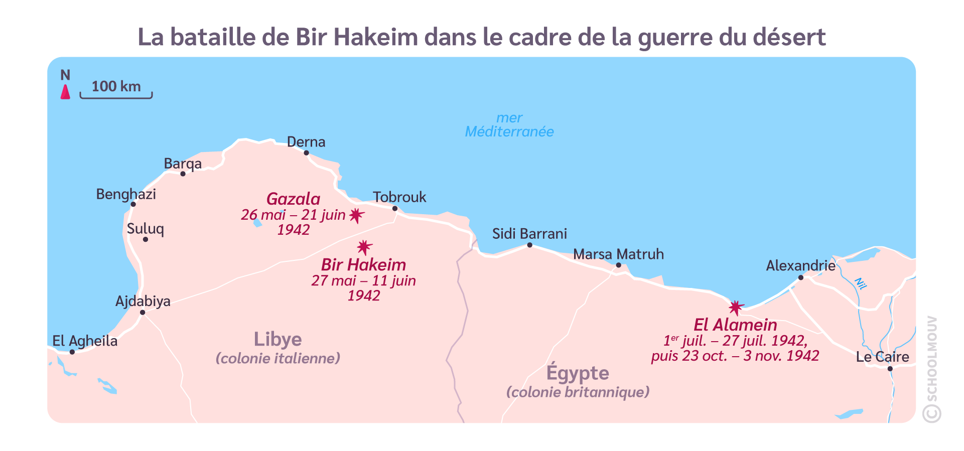 carte de la bataille de Bir Hakeim
