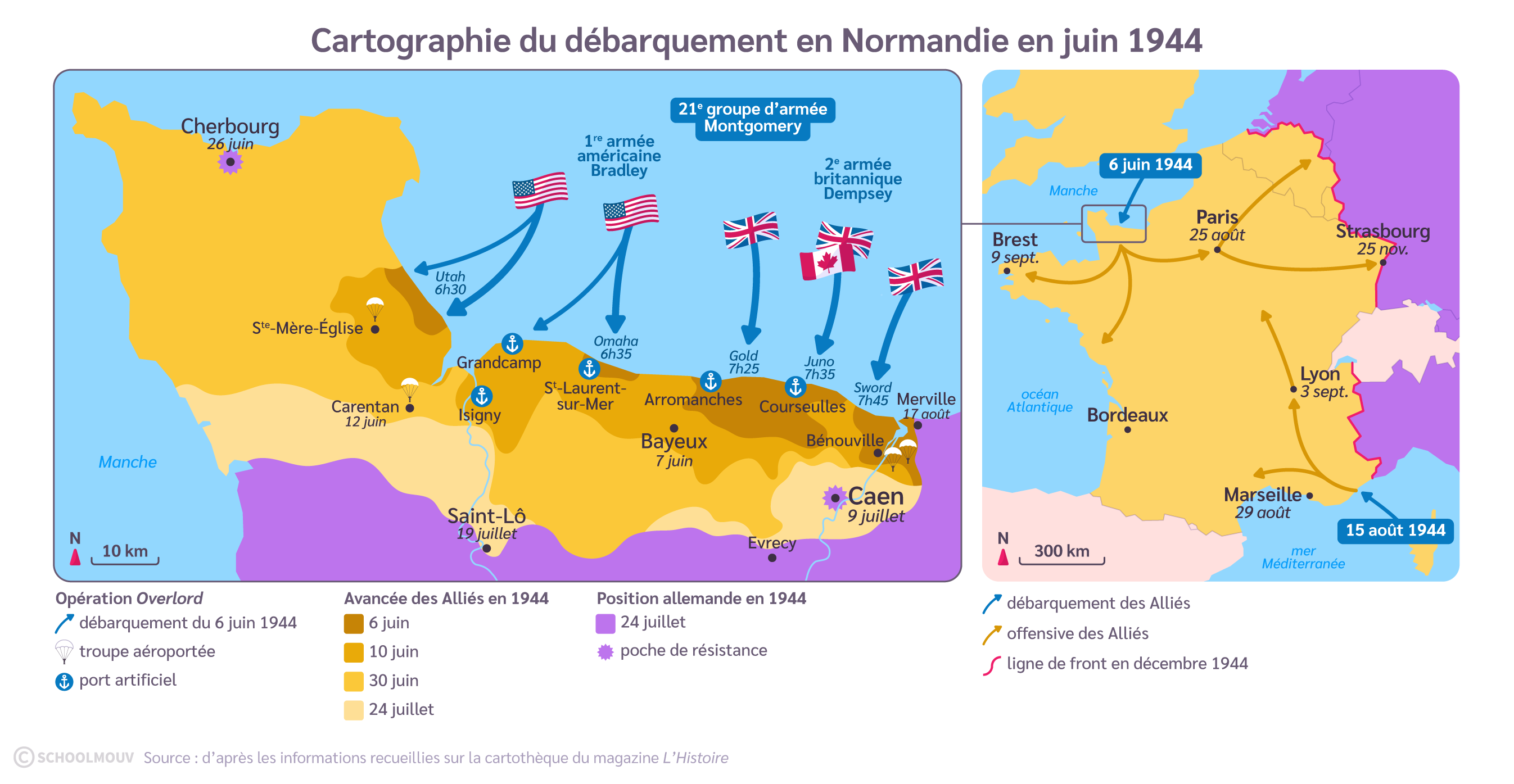 Carte du débarquement en Normandie
